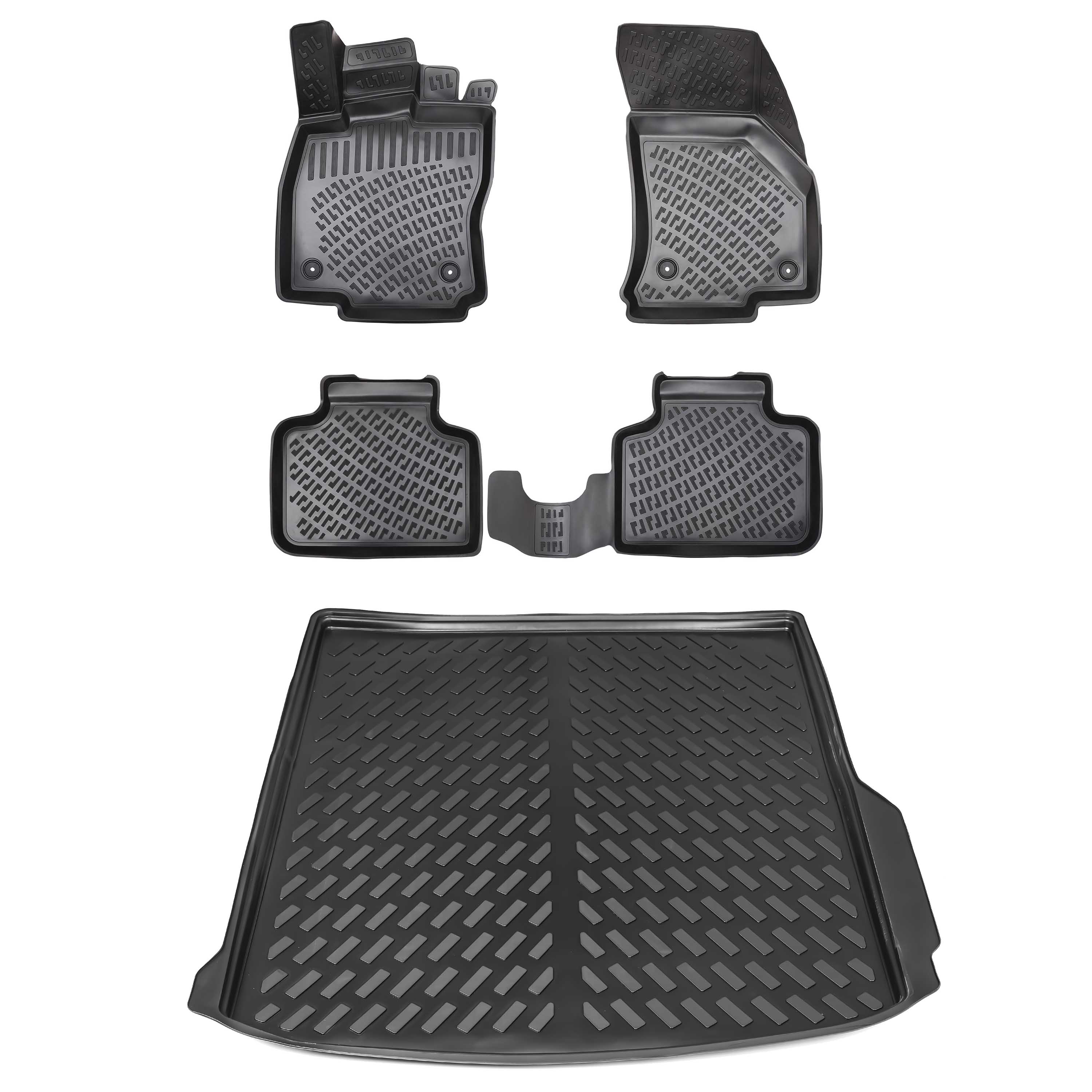 ELMASLINE 3D Gummimatten & Kofferraumwanne Set für VW Golf 7 2012-2021, Zubehör Fußmatten Kofferraum