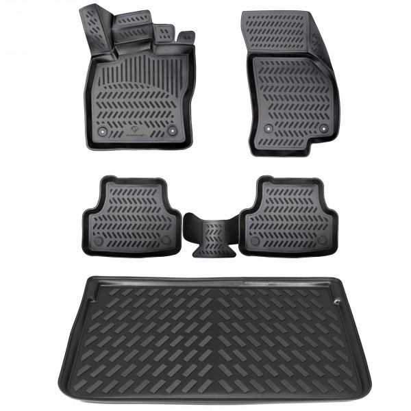 ELMASLINE 3D Gummimatten & Kofferraumwanne Set für VW TOURAN 2003-2015 5-Sitzer